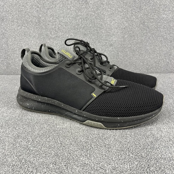 Kuru Atom Mens Size 14 M Black Gray Athletic‎ Running Walking Shoes Sneakers